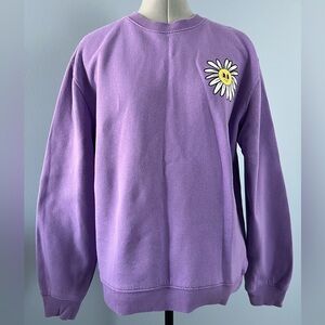 Chemistry Purple Have A Good Day Daisy Graphic Sweatshirt M Relaxed Fit